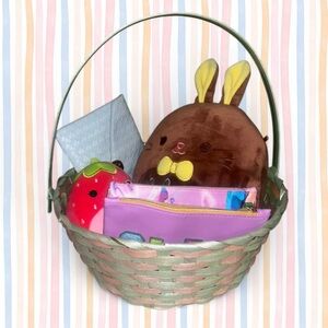 GIFT BASKET INCLUDING squish mellows, skincare, Ipsy bags, and easter basket